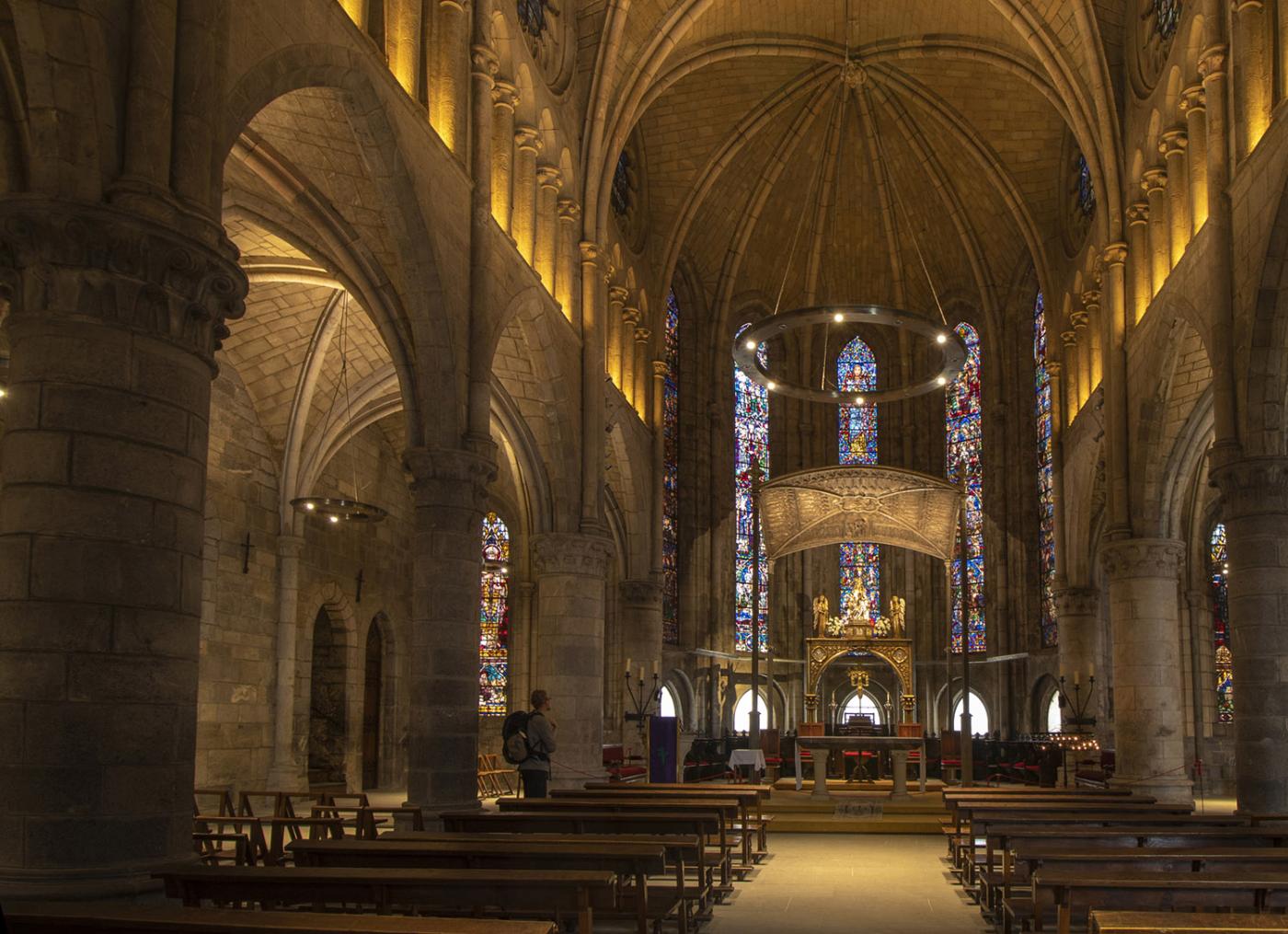 Stained glass windows and Virgen de Roncesvalles